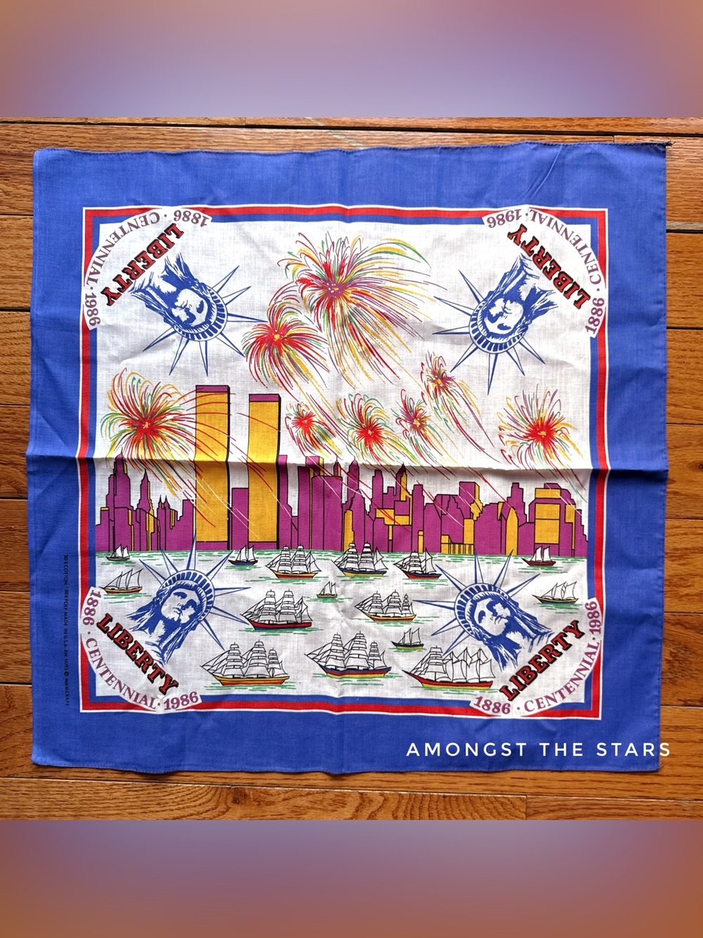 New York City Statue Of Liberty Centennial 1986 World Trade Center Bandana Scarf